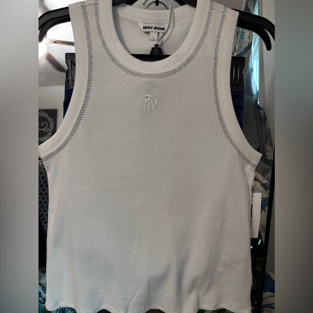 DKNY White Ribbed Top - Picture 2 of 7